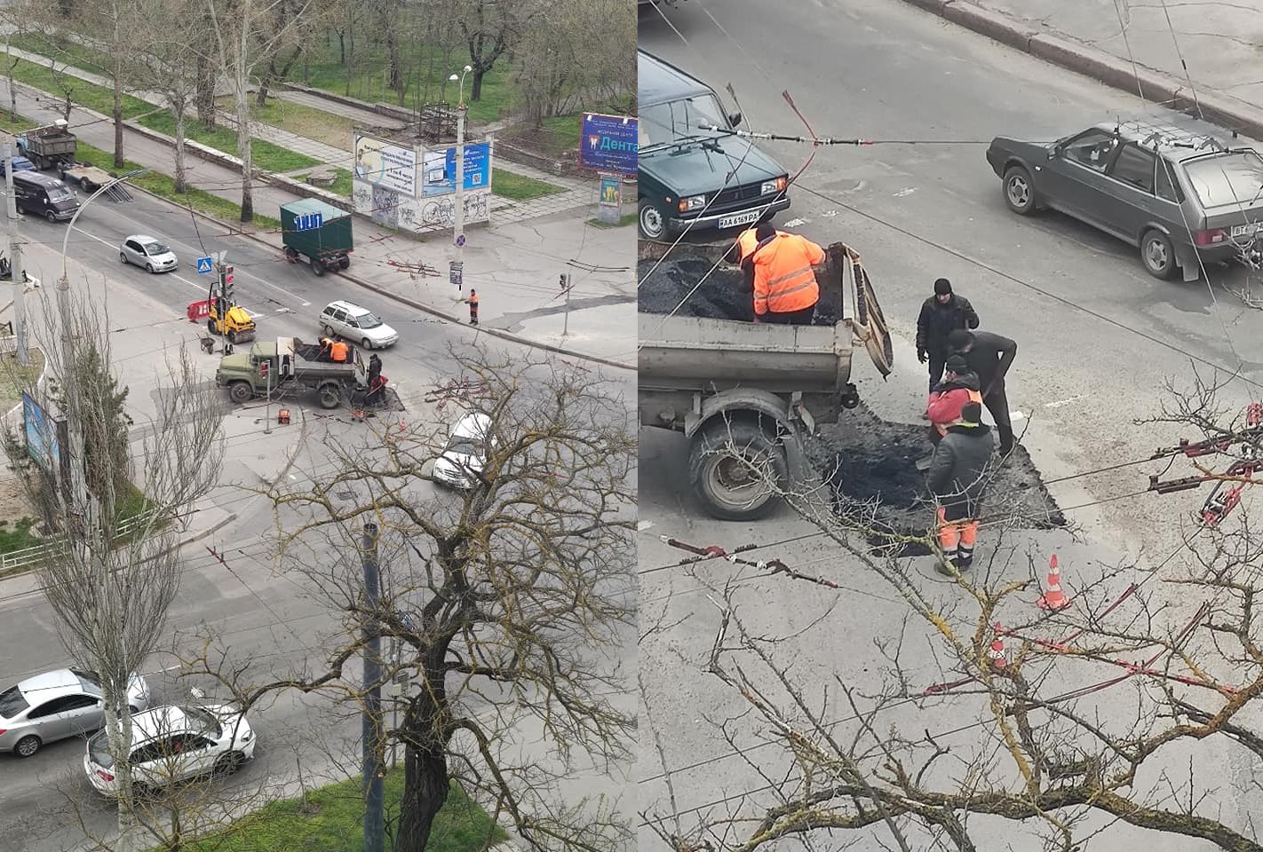 ремонт, асфальт, перекресток